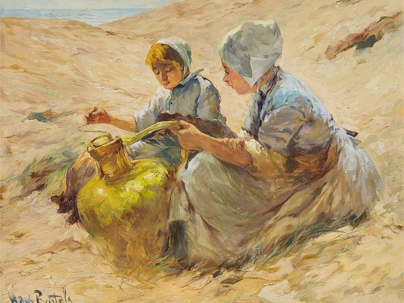 1856-Hans von Bartels - Due ragazze sulle dune di sabbia